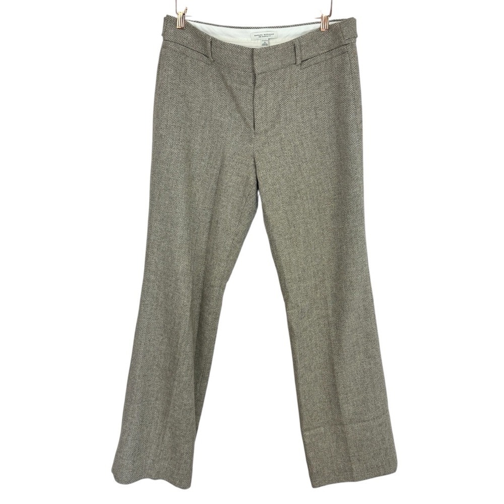Banana Republic Martin Fit Tan Wool Blend Herringbone Dress Pants Trousers Sz 12